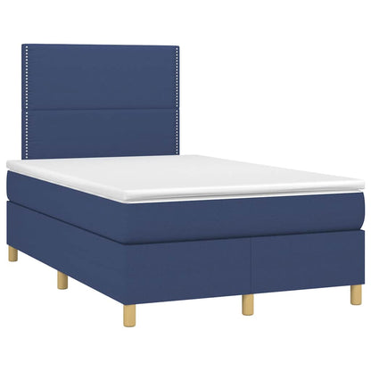 Letto a Molle con Materasso e LED Blu 120x190 cm in Tessuto | homemem39