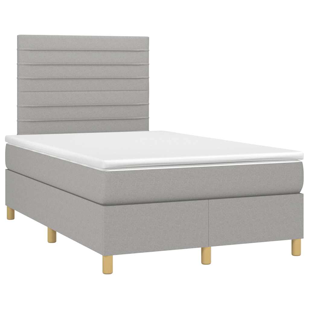 Letto a Molle Materasso e LED Grigio Chiaro 120x190 cm Tessuto - homemem39