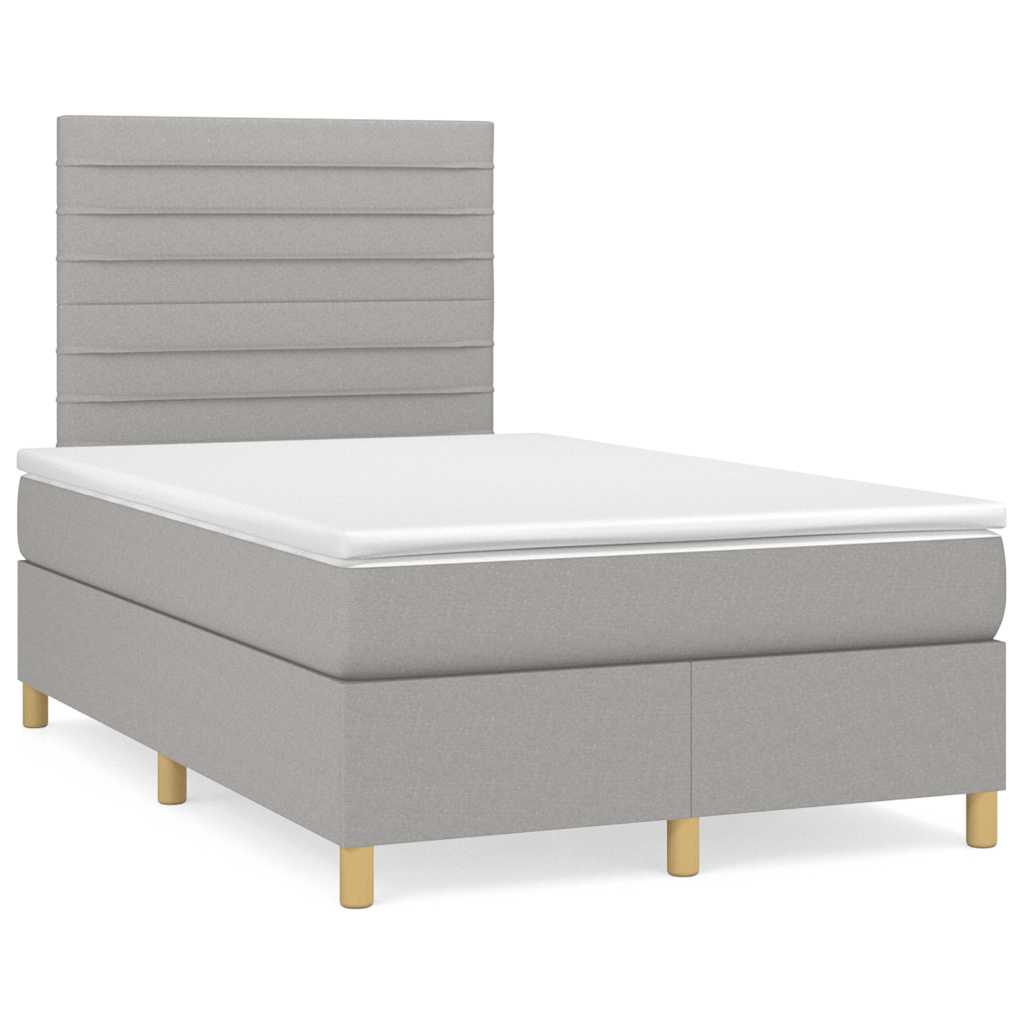 Letto a Molle Materasso e LED Grigio Chiaro 120x190 cm Tessuto - homemem39
