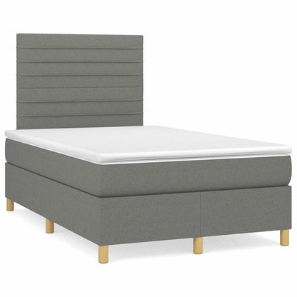 Letto a Molle Materasso e LED Grigio Scuro 120x190cm in Tessuto - homemem39