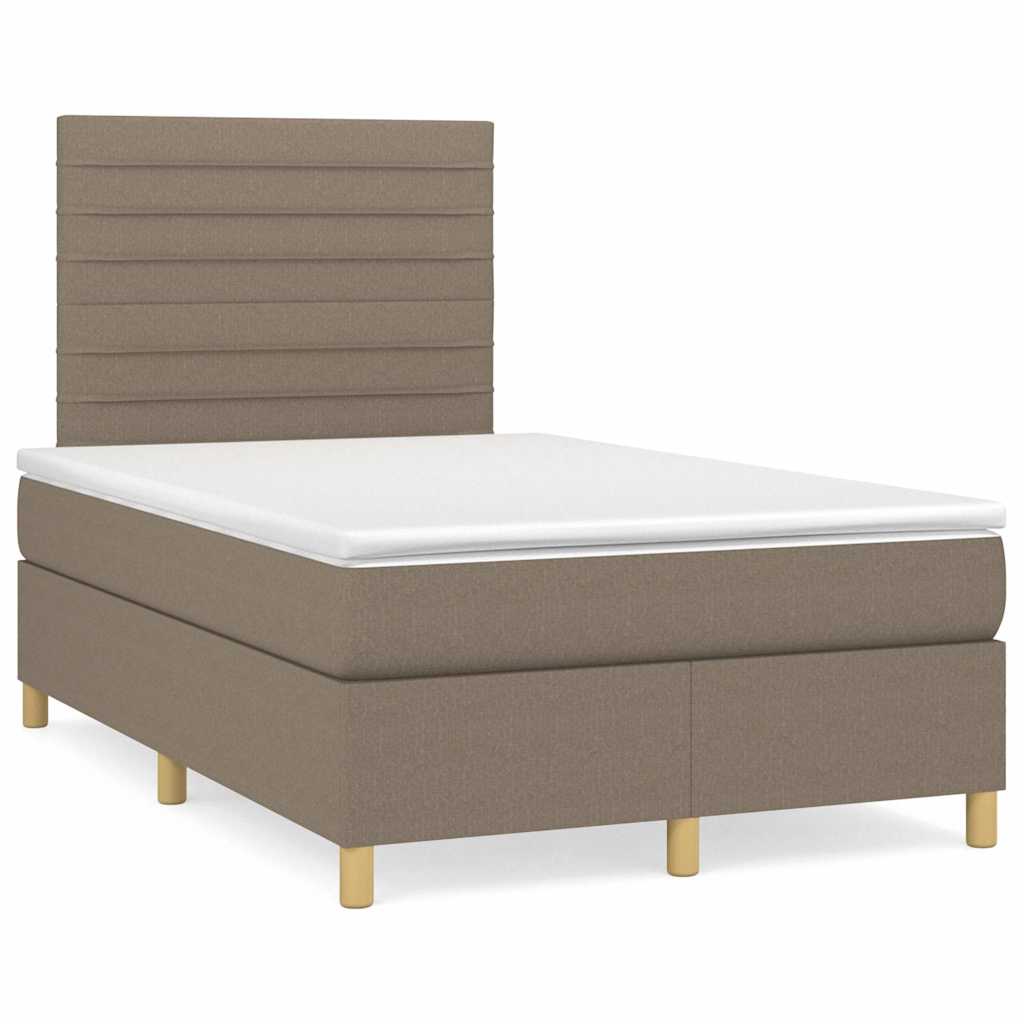 Letto a Molle con Materasso e LED Tortora 120x190 cm in Tessuto | homemem39