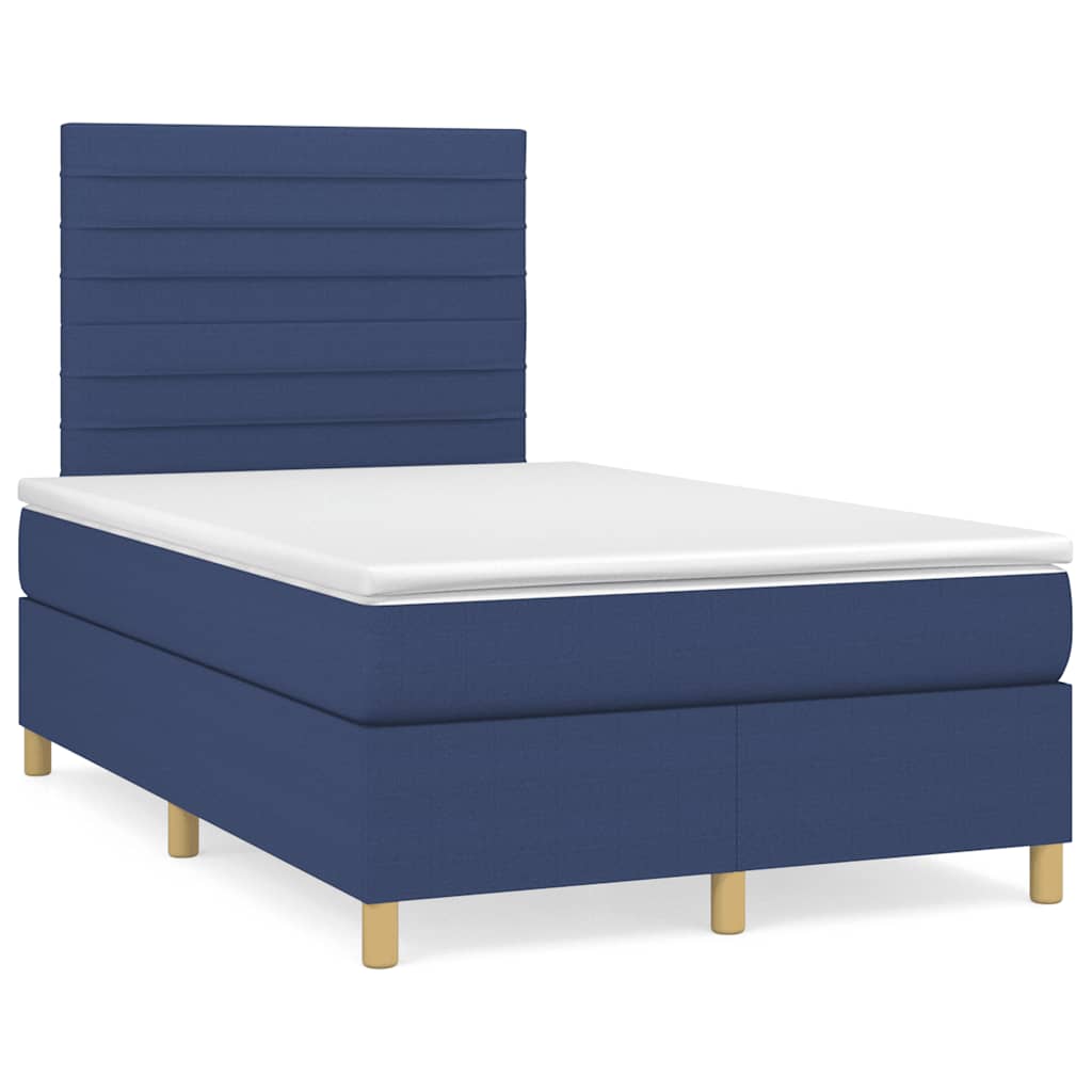 Letto a Molle con Materasso e LED Blu 120x190 cm in Tessuto | homemem39