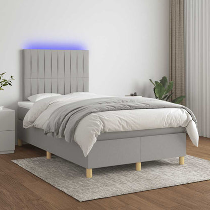 Letto a Molle Materasso e LED Grigio Chiaro 120x190 cm Tessuto - homemem39
