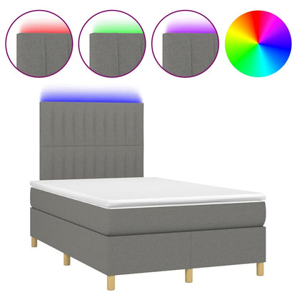 Letto a Molle Materasso e LED Grigio Scuro 120x190cm in Tessuto - homemem39