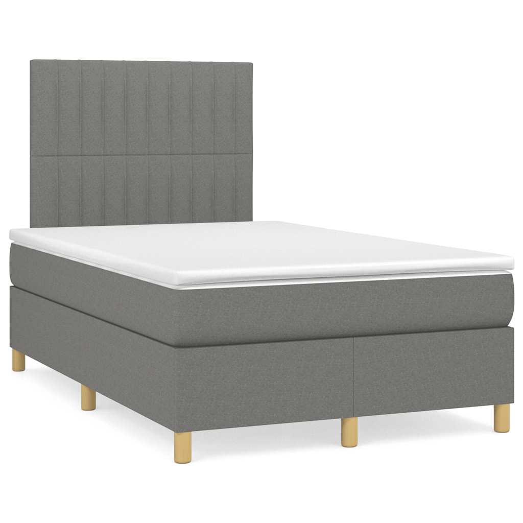 Letto a Molle Materasso e LED Grigio Scuro 120x190cm in Tessuto - homemem39