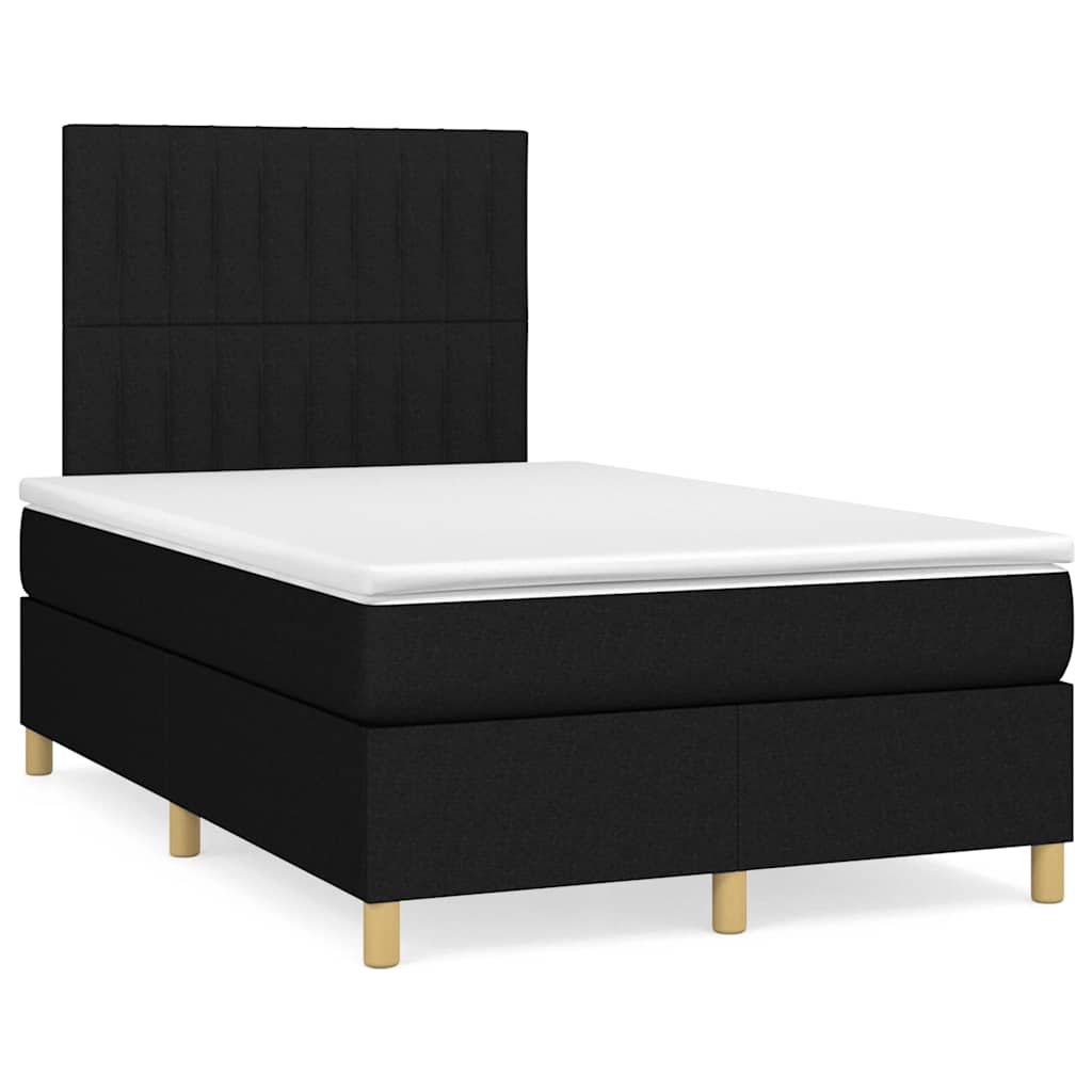 Letto a Molle con Materasso e LED Nero 120x190 cm in Tessuto - homemem39