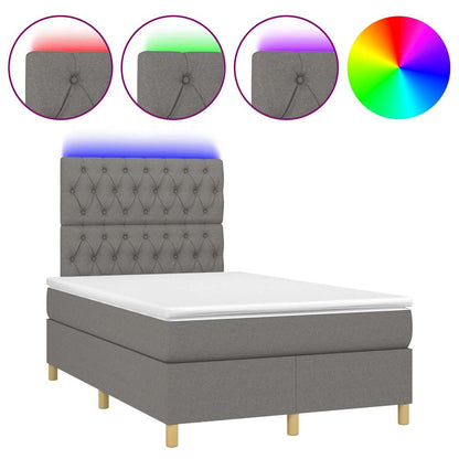 Letto a Molle Materasso e LED Grigio Scuro 120x190cm in Tessuto - homemem39