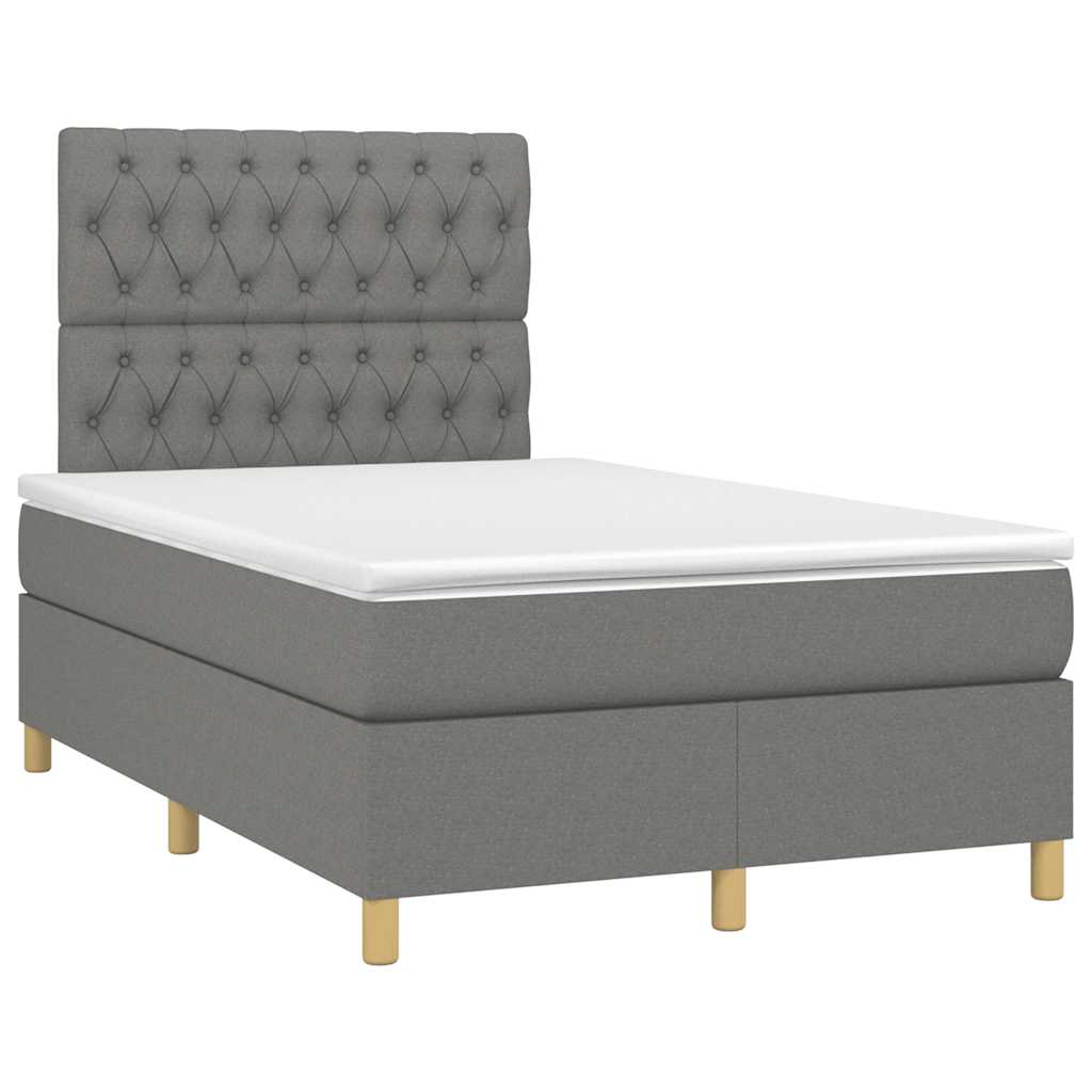 Letto a Molle Materasso e LED Grigio Scuro 120x190cm in Tessuto - homemem39