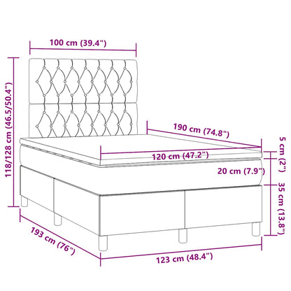 Letto a Molle con Materasso e LED Crema 120x190 cm in Tessuto | homemem39