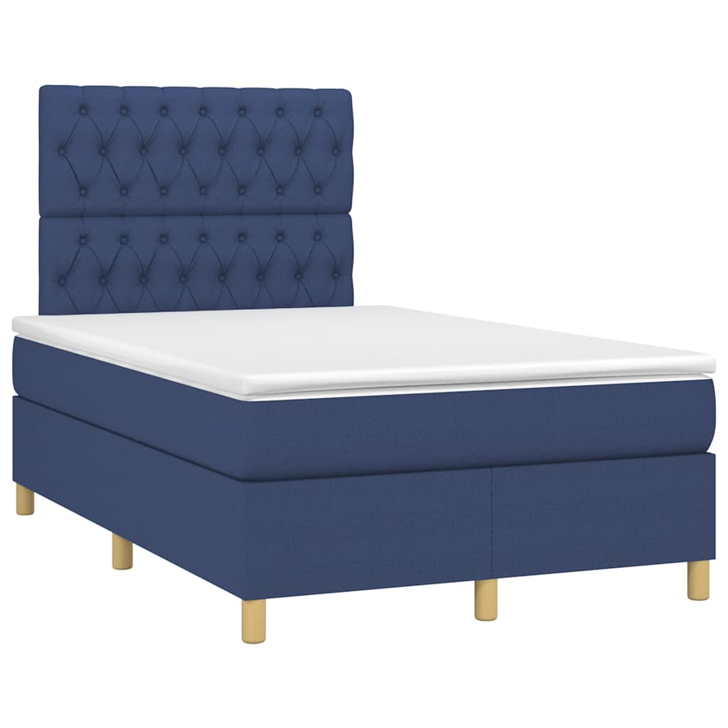 Letto a Molle con Materasso e LED Blu 120x190 cm in Tessuto | homemem39