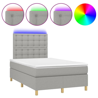 Letto a Molle Materasso e LED Grigio Chiaro 120x190 cm Tessuto - homemem39