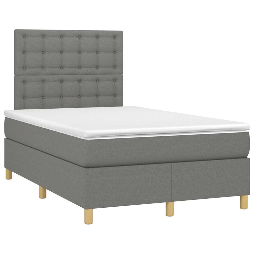 Letto a Molle Materasso e LED Grigio Scuro 120x190cm in Tessuto - homemem39