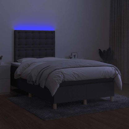 Letto a Molle Materasso e LED Grigio Scuro 120x190cm in Tessuto