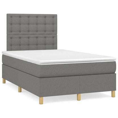 Letto a Molle Materasso e LED Grigio Scuro 120x190cm in Tessuto - homemem39