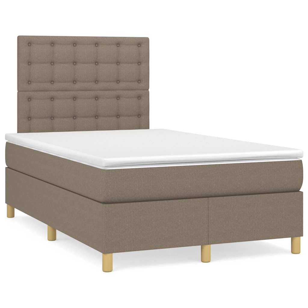 Letto a Molle con Materasso e LED Tortora 120x190 cm in Tessuto | homemem39