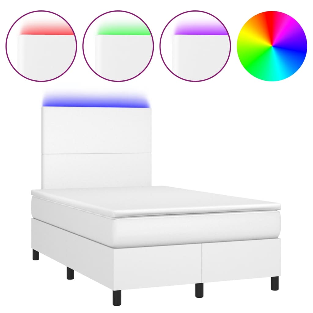 Giroletto Molle con Materasso e LED Bianco 120x190cm Similpelle | homemem39