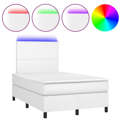 Giroletto Molle con Materasso e LED Bianco 120x190cm Similpelle | homemem39