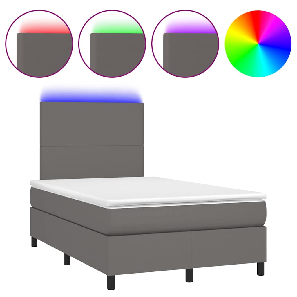 Giroletto Molle con Materasso e LED Grigio 120x190cm Similpelle | homemem39
