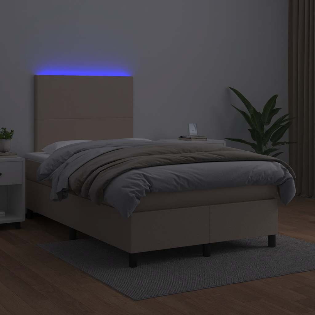Giroletto Molle Materasso e LED Cappuccino 120x190cm Similpelle