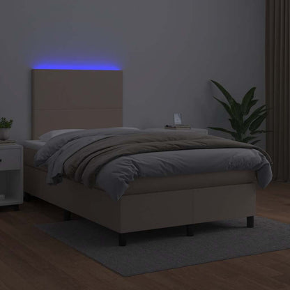 Giroletto Molle Materasso e LED Cappuccino 120x190cm Similpelle