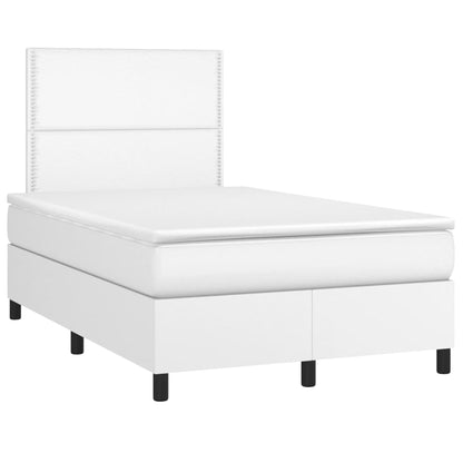 Giroletto Molle con Materasso e LED Bianco 120x190cm Similpelle | homemem39