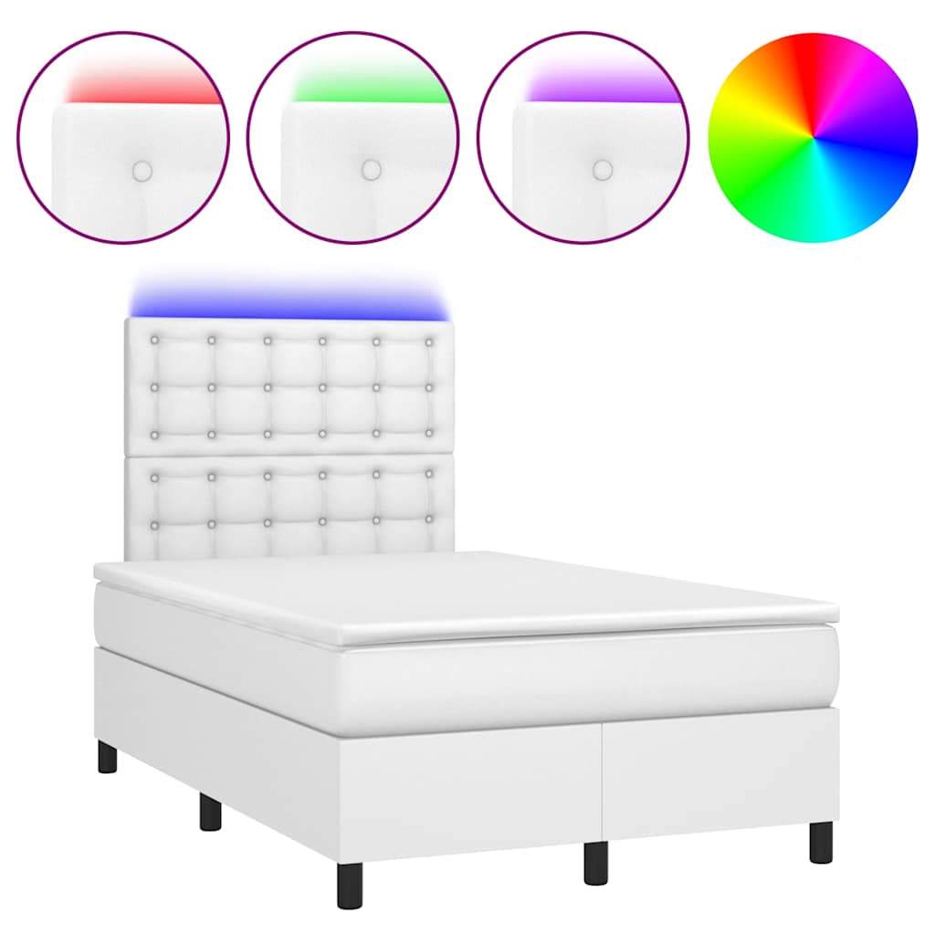 Giroletto Molle con Materasso e LED Bianco 120x190cm Similpelle | homemem39