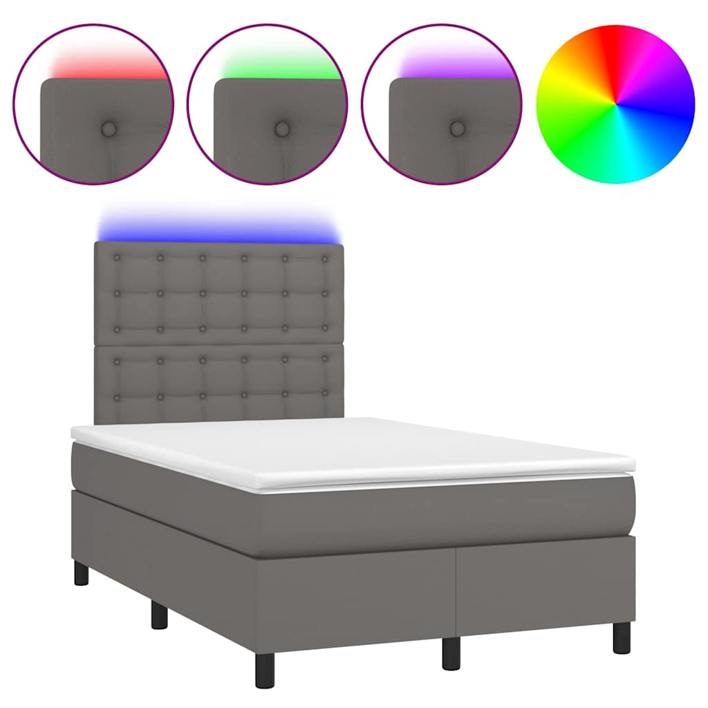 Giroletto Molle con Materasso e LED Grigio 120x190cm Similpelle | homemem39