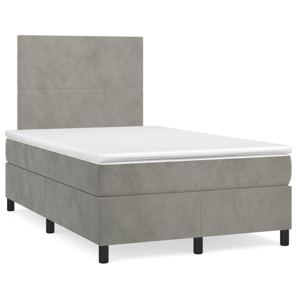 Letto a Molle Materasso e LED Grigio Chiaro 120x190 cm Velluto | homemem39