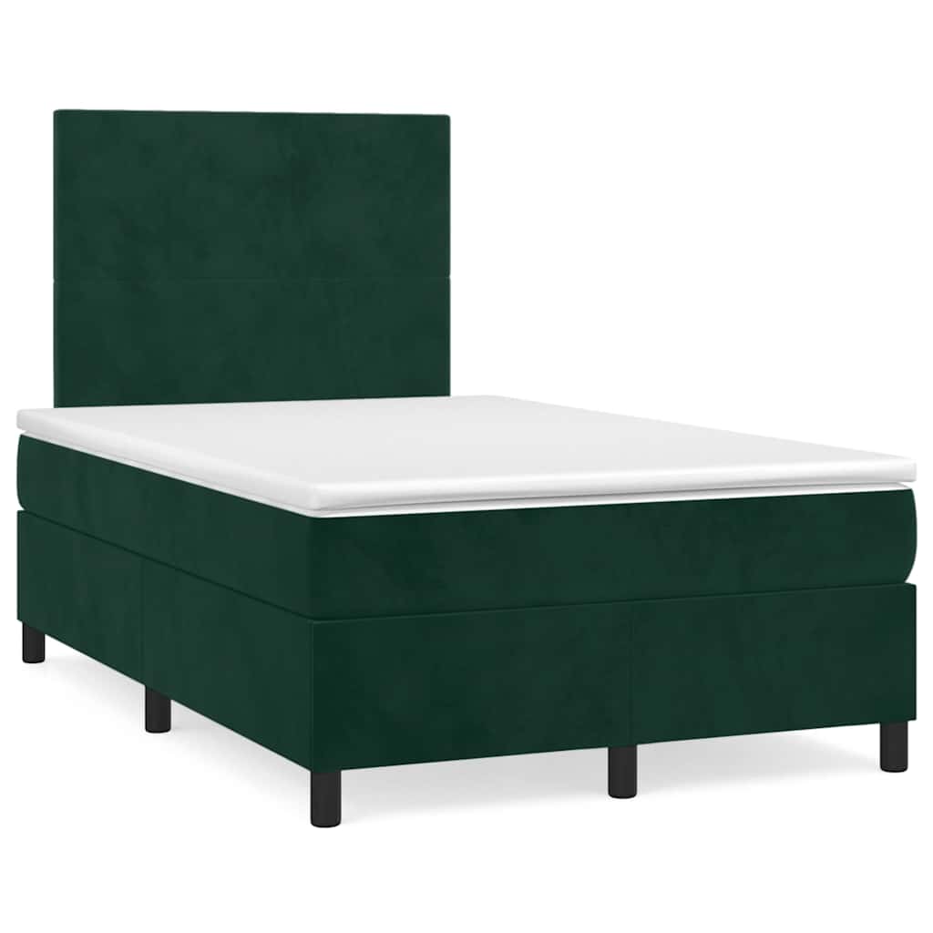 Letto a Molle con Materasso e LED Verde Scuro 120x190cm Velluto | homemem39