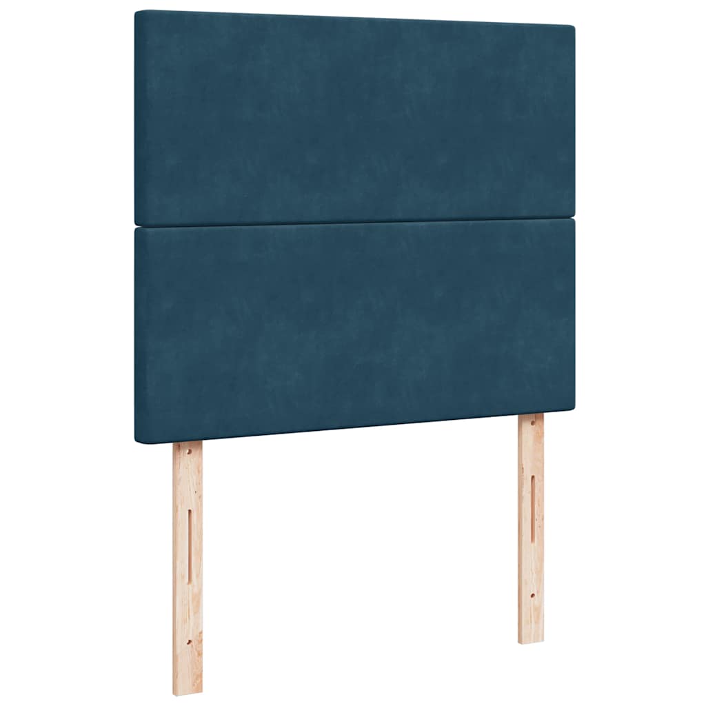 Letto a Molle Materasso e LED Blu Scuro 120x190 cm in Velluto