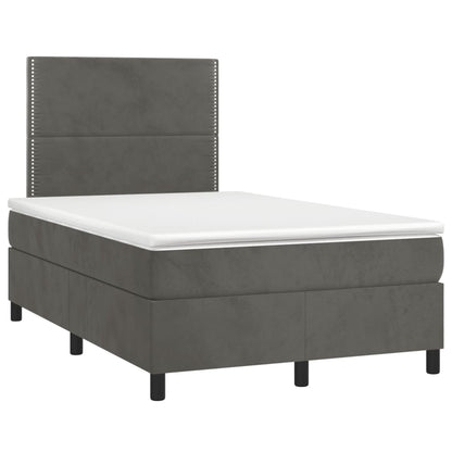 Letto a Molle Materasso e LED Grigio Scuro 120x190cm in Velluto - homemem39