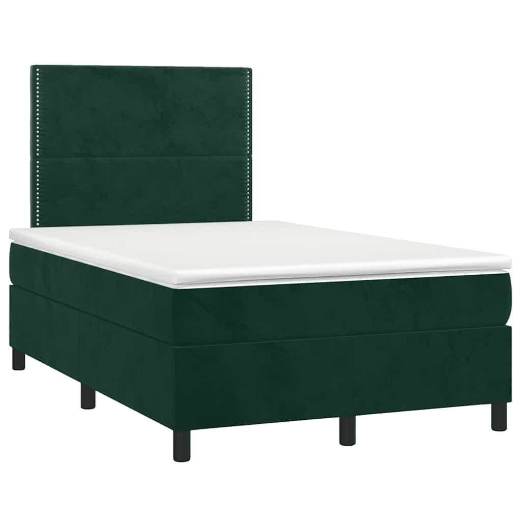 Letto a Molle con Materasso e LED Verde Scuro 120x190cm Velluto | homemem39