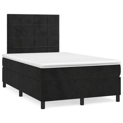 Letto a Molle con Materasso e LED Nero 120x190 cm in Velluto - homemem39