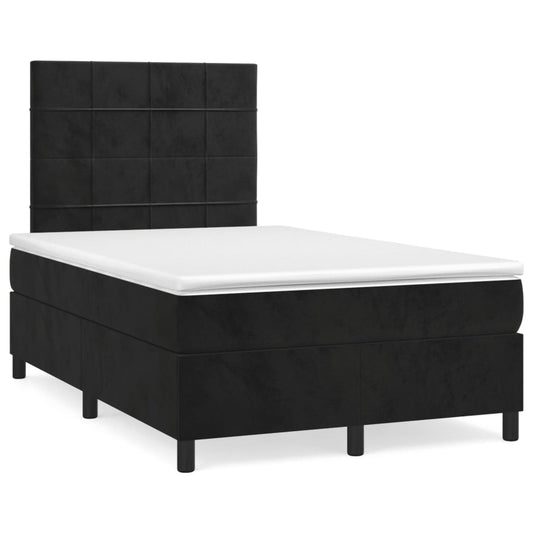 Letto a Molle con Materasso e LED Nero 120x190 cm in Velluto - homemem39