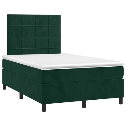 Letto a Molle con Materasso e LED Verde Scuro 120x190cm Velluto | homemem39