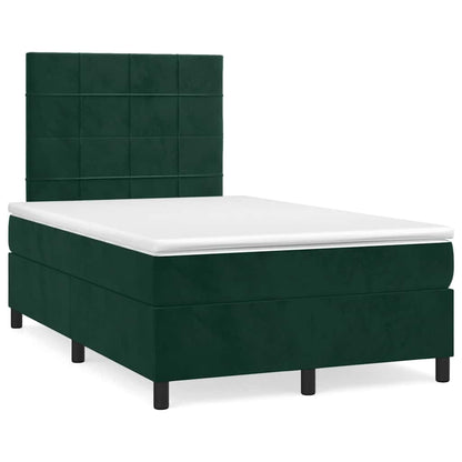 Letto a Molle con Materasso e LED Verde Scuro 120x190cm Velluto | homemem39