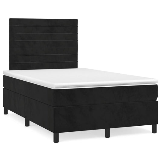 Letto a Molle con Materasso e LED Nero 120x190 cm in Velluto - homemem39