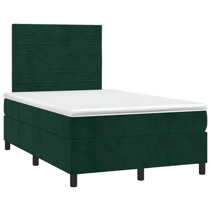 Letto a Molle con Materasso e LED Verde Scuro 120x190cm Velluto | homemem39