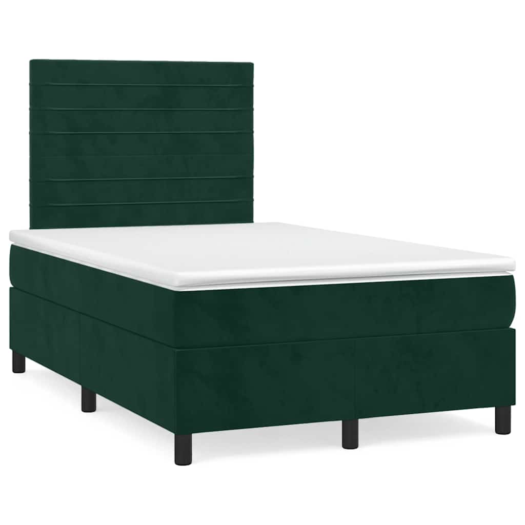 Letto a Molle con Materasso e LED Verde Scuro 120x190cm Velluto | homemem39