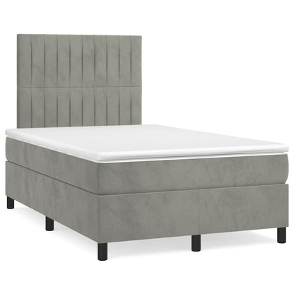 Letto a Molle Materasso e LED Grigio Chiaro 120x190 cm Velluto | homemem39
