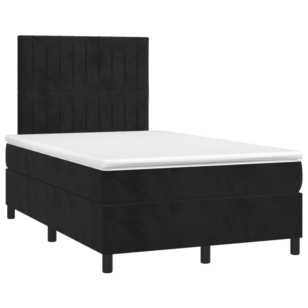 Letto a Molle con Materasso e LED Nero 120x190 cm in Velluto - homemem39