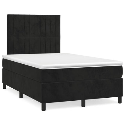Letto a Molle con Materasso e LED Nero 120x190 cm in Velluto - homemem39