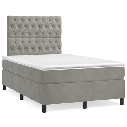Letto a Molle Materasso e LED Grigio Chiaro 120x190 cm Velluto | homemem39