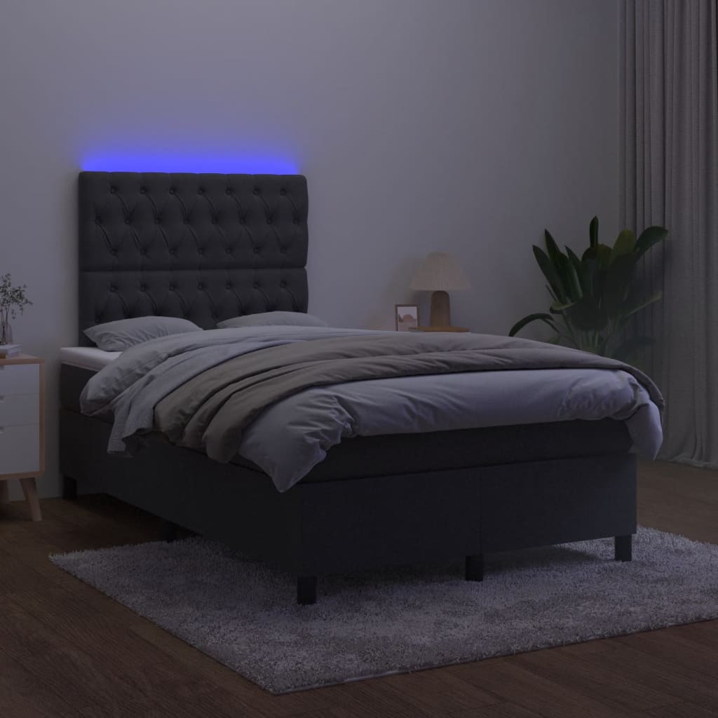 Letto a Molle con Materasso e LED Nero 120x190 cm in Velluto | homemem39