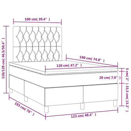 Letto a Molle Materasso e LED Blu Scuro 120x190 cm in Velluto | homemem39