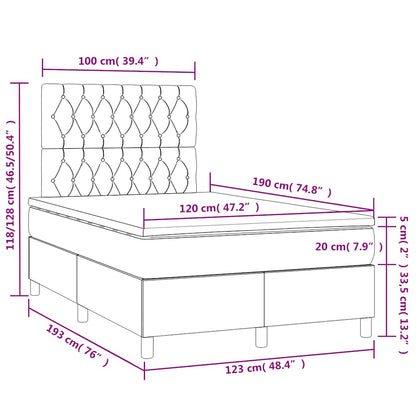 Letto a Molle con Materasso e LED Rosa 120x190 cm in Velluto