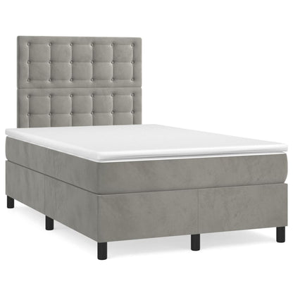 Letto a Molle Materasso e LED Grigio Chiaro 120x190 cm Velluto | homemem39