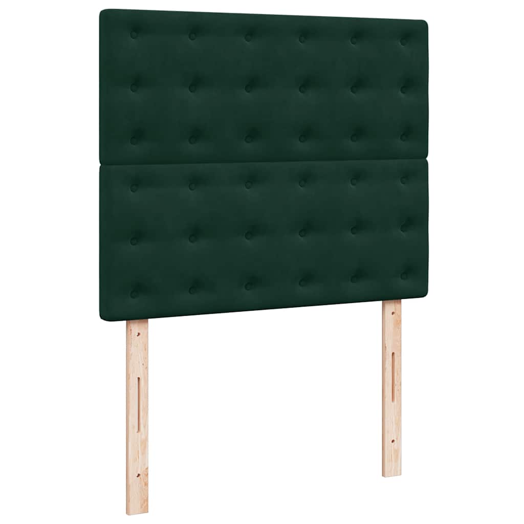 Letto a Molle con Materasso e LED Verde Scuro 120x190cm Velluto | homemem39
