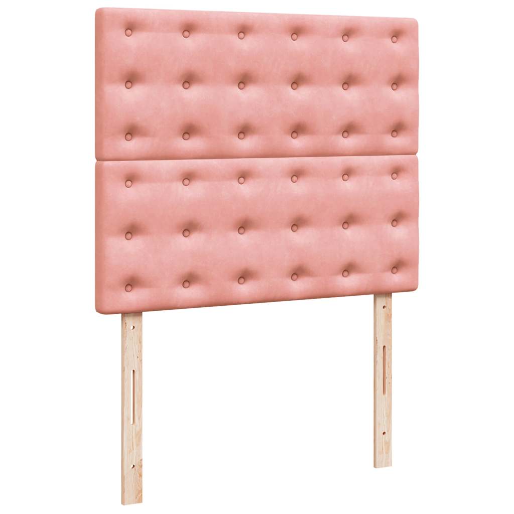 Letto a Molle con Materasso e LED Rosa 120x190 cm in Velluto