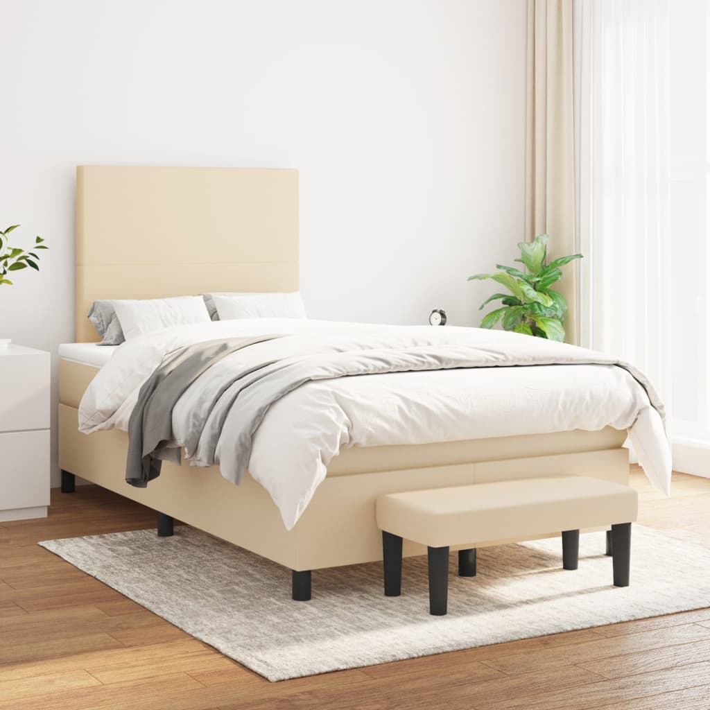 Giroletto a Molle con Materasso Crema 120x190 cm in Tessuto | homemem39